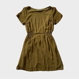 Olive green polka dot mini dress